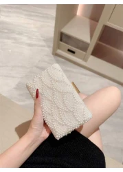 Faux Pearl Decor Box Shaped Chain Crossbody Bag Party Bags Perfect For Party Wedding Prom Dinner Banquet Perfectly Matching With Prom Dresses For Women Prom Accessories Sequin Dress Women Sparkly Dres