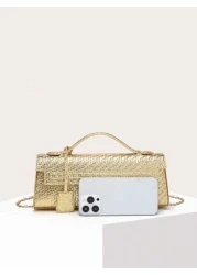 1 Piece Women s Golden Woven Design Handbag Lightweight Tote Shoulder Cross Body Bag Versatile