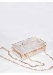 1pc Women s European And American Classic Fashion Acrylic Cracked Glacier Pattern Clutch Bag For Evening Party Birthday Women High End Transparent Crossbody Bag With Chain Fashion Party Bag Perfect Fo