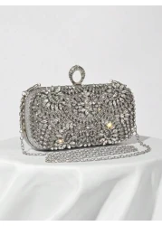 Rhinestone Decor Evening Clutch Bag Party Handbag For Women Perfect For Party Wedding Prom Dinner Banquet Matching With Holiday Party Dress Evening Dress Sequin Dress Perfectly Matching With Prom Acce