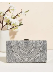 Handcrafted Glitter Rhinestone Embedded Evening Clutch Bag Party Bag Cosmetic Bag Shoulder Strap Crossbody Chain Bag Fashion Handbag