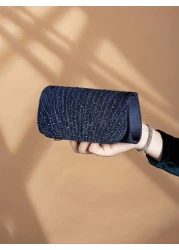 حقيبة يد مزينة بالراين ستون سلسلة حزام، مع إغلاق بشريط مغناطيسي، حقيبة أنيقة للحفلات،مناسبة لحفلات أعياد ميل