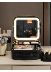 LED Lighted Makeup Case With Mirror 3 Color LED Light Professional Makeup Bag Cosmetic Artist Makeup Box Beauty Vanity Organizer With Removable Dividers Birthday Holiday Mother s Day Gift Travel Schoo