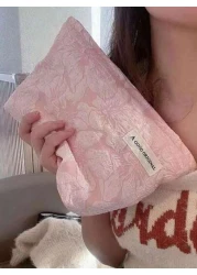 1 PC Cosmetic Bag Makeup Bag Toiletry Organizer Travel Case Organizer Storage Bag Flower Pattern Polyester Elegant Design Widely Used Mother s Day Ladies Women Teenagers Fashionable Stylish Portable L