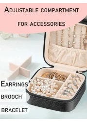 1 Pc Portable Travel Jewelry Box Large Capacity Jewelry Storage Box Household Makeup Organizer Lockable Jewelry Case Small Compact Travel Jewelry Organizer For Earrings Necklaces Rings Dust Proof Jewe