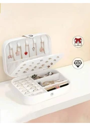 Large Capacity Jewelry Organizer Box Portable Travel Case For Earrings Rings Necklaces Multi Layer Storage With Zipper Makeup Toiletry Essentials Gift For Women Makeup Organizer