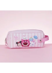 1PC Disney School Pink PU Leather Zipper Gift Bag Makeup Bag Cute Cartoon Printed Pattern Pen Bag Storage Bag Pencil Case Lotso Marie Cat Minnie Dumbo Donald Duck Stitch Birthday Gift Holiday Gift Stu