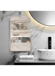 1pc Travel Makeup Bag Large Capacity Cosmetic Bags For Women Waterproof Portable Pouch Open Flat Toiletry Bag Make Up Organizer With Divider And Handle Storage Makeup Organizer Makeup Case Makeup Trav