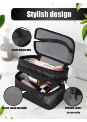 1pc Multi Functional Toiletry Bag Portable Makeup Storage Organizer Waterproof Cosmetic Pouch Large Capacity Travel Bag For Makeup Brushes Lipstick Nail Polish Jewelry Electronics Perfect Gift For Bir