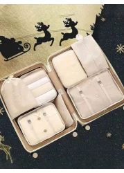 7pcs Set Travel Packing Organizers Luggage Cubes Makeup Bag Cosmetic Pouch Toiletry Bag Underwear Bag Shoe Bag Draw String Bag Suitable For Makeup Brushes Eye Shadow Lipstick Skin Care Toothbrush Soap