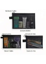 Cosmetic Organizer Clip Convenient Travel Storage Large Capacity Transparent Mesh Design Easy To Use Portable Makeup Tote For Trips Ideal For Cosmetic Lovers And Travel Enthusiasts Summer Holiday Bath