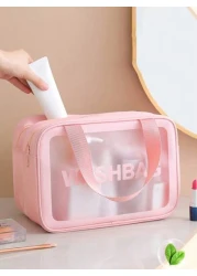 3 1Pc PVC Travel Toiletries Bag Multi Functional Makeup Storage Bag Portable Makeup Organizing Bag Travel Storage Bag Hand Held Zipper Bag Net Eye Bag Travel Bag Suitable For Small Items Such As Lipst