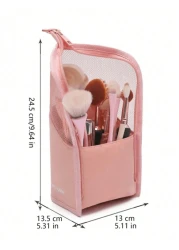 1pc Spacious Lightweight Portable Travel Toiletry Bag Multifunctional Cosmetic Makeup Organizer Pouch With Zipper Closure Suitable For Lipstick Brushes Skincare Phone Coins Small Items For Home Travel