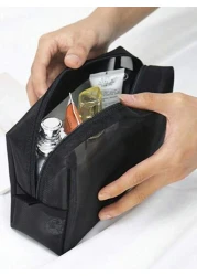 3 Packs Pouch Mesh Cosmetic Bag Portable Makeup Pouch Travel Toiletry Bag For Makeup Organizer Home Office Travel Accessories Mesh Makeu Makeup Organizer