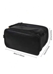1pc Portable Stylish Three Layer PU Leather Makeup Bag Multifunctional Cosmetic Bag Double Zipper Travel Makeup Brush Toiletries Storage Bag Coin Purses Pouches Large Capacity Wash Bag With Zipper Fas