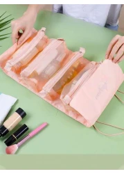 1pc Women s Waterproof 4 In 1 Travel Toiletry Bag Detachable Makeup Bag Cosmetic Pouch Pink Bathroom Bag Storage Bag Makeup Brush Holder Portable Compartment For Cosmetics Makeup And Lipstick Great Fo