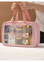 4pcs 1pc PVC Portable Cosmetic Bag Travel Makeup Organizer Pouch Waterproof Toiletry Bag Multi Functional Storage Bag For Lipstick Lip Liner Comb Makeup Brushes Eyeshadow Palette Toothpaste Skincare N