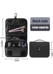 1pc Large Capacity Multi Function Zoned Storage Bag Hanging Toiletry Cosmetic Bag Travel Organizer Tote Boho Style For Hotel Narrow Bathrooms Outdoor Camping Quick Access Items Interior Space Layout M