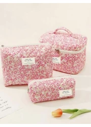 3pcs Set Makeup Bag Makeup Pouch Cosmetic Bag Travel Makeup Bag Home Makeup Bag School Makeup Bag Dorm Makeup Bag Travel Essentials Large Capacity Makeup Bag Women Makeup Bag Cosmetic Storage Bag Trav