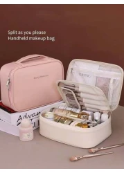 1pc Multifunctional PVC Makeup Bag Summer Travel Cosmetic Organizer Bag Waterproof Bathroom Storage Pouch For Skincare Makeup Brushes Eyeshadow Palette Compact Powder Lotion Lipstick Jewelry Bridesmai