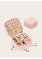 1PC Mini Jewelry Organizer Display Travel Jewelry Zipper Case Boxes Earrings Necklace Ring Portable Jewelry Box Leather Storage Jewelry Storage Box Women Gifts Girl Gifts Girlfriend Gifts Back To Scho