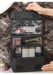1pc Travel Makeup Bag Hanging Toiletry Bag Makeup Brush Holder Multi Functional Handbag Organizer Cosmetic Bag PVC Pouch Perfume Storage Box Makeup Organizer Essential For Summer Vacation Beach Bag Po