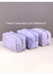 1pc Plush Cosmetic Bag Large Capacity Storage Bag Travel Portable Pencil Case Zipper Toiletry Bag Gift For Girls Women Back To School