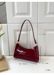 Burgundy Red Fashionable Shoulder Bag Suitable For Young Women Office Commuting And Shopping Autumn Winter