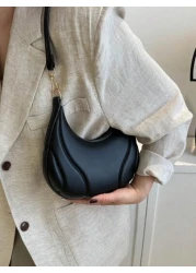 Hot Search Crescent Handbag 1 Piece Solid Acrylic Chain Decoration PU Portable Elegant Zipper Shoulder Bag Handbag Suitable For Girls To Travel And Daily Use