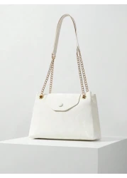 Fashionable Casual Minimalist Chain Underarm Bag And Flip Bucket Shoulder Bag Suitable For Shopping Wallet Shopping Young Women College Students Newcomers And White Collar Workers They Are Very Suitab