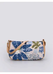 Sequin Embroidery Floral Baguette Bag Ladies Fashion All Match Beaded Stitching Underarm Bag With Color Block Embroidery Zipper Shoulder Bag Cut Randomly Elegant Pearl Bag