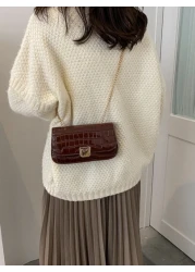 Waterproof Lightweight Business Casual Crocodile Embossed Chain Bag For Teen Girls Women College Students Rookies White Collar Workers Perfect For Office College Work Business Commute Outdoors Travel