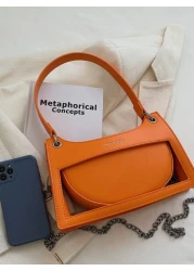 Y2K Steampunk Funky Gothic Style Spooky Style Cute Kawaii Vacation Lightweight Business Casual Letter Graphic Chain Decor Bag For Teen Girls Women College Students Rookies White Collar WorkersFor Offi