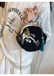 Summer Random Pattern Hanfu Style Crossbody Bag New Clip Mouth Handbag For Women