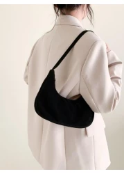 Fashion Solid Color Crescent Shaped Shoulder Bag For Women Handbags Minimalist Style Women Bag