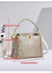 Ladies Luxury Snake Patterned Handbag Stylish Layered Design Paired With Gold Hardware Multifunctional Shoulder Bag And Crossbody Bag PU Material Elegant Daily Use Daily Shoulder Bag Snake Patterned B