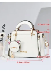 PLANEE Letter Decorated Handbag With Cute Cat Coin Purse Fashionable Mini Crossbody Bag Fashionable Shoulder Bag For Women Best Mothers Day Gifts Ever