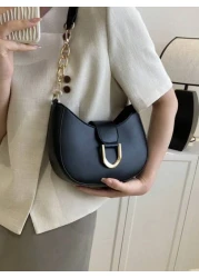 Lightweight Business Casual Small Hobo Bag Solid Color Metal Decor For Teen Girls Women College Students Rookies White Collar Workers Perfect For Office College Work Business Commute Outdoors Travel O