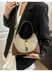 Contrasting Color Niche Design Dumpling Bag Versatile Commuting Portable Shoulder Crossbody Bag Handbag Suitable For Daily Commuting Casual Dating Shopping