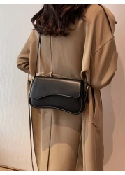 Minimalist Flap Square Bag Simple Solid Color Flap Underarm Bag PU Leather Textured Bag Purse Fashion Versatile Bag