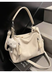 Matte Finish Large Capacity Fashion Versatile Shoulder Bag Elegant Beach Tote Handbag Shopping Bag