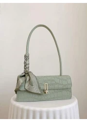 New Solid Color PU Scarf Bag With Lid Style Inner Layer Zipper Fashionable And Versatile French Armpit Bag Women s Baguette Bag Suitable For Women s Daily Outings Shopping Parties Girlfriends Christma