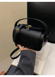 Fashionable Classic Multifunctional Solid Color PU Waterproof Fabric Solid Color Decoration Design Metal Buckle Decoration Design Double Handle Handbag Versatile Small Box Bag With Simple Elegant Suit