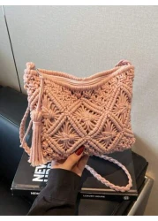 Handwoven Small Crossbody Bag For Women New Woven Shoulder Bag Niche Beach Casual Versatile Square Small Envelope Bag Fashion Crossbody Bag For Holiday Beach