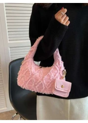 Fringe Trim Denim Hobo Bag With Coin Purse Women Bag With Dime Bag