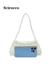 Pearl Handled Large Tote Bag With Bead Detail Shoulder Bag Or Underarm Bag