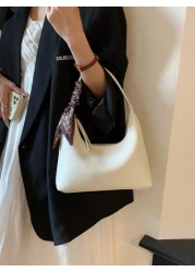 حقيبة كتف تحت الذراع بيج موحدة اللون مع وشاح متضمن، قطعة واحدة