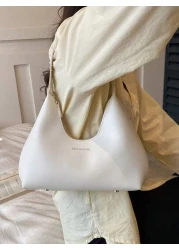Lightweight Business Casual 1pc White Vintage Simple French Moon Shaped Armpit Bag Fashionable Elegant Shoulder Crossbody Bag For Women For Teen Girls Women College Students Rookies White Collar Worke