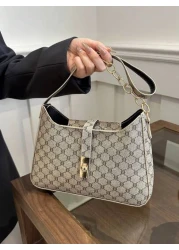 1pc Zipper Decorated With Metal Lock Floral Pattern Fashionable Versatile Casual Shoulder Bag Suitable For Women Daily Use