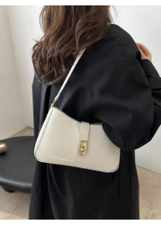 حقيبة كتف جلدية بسيطة للنساء، حقيبة رسول كلاسيكية بطراز بسيط للسيدات